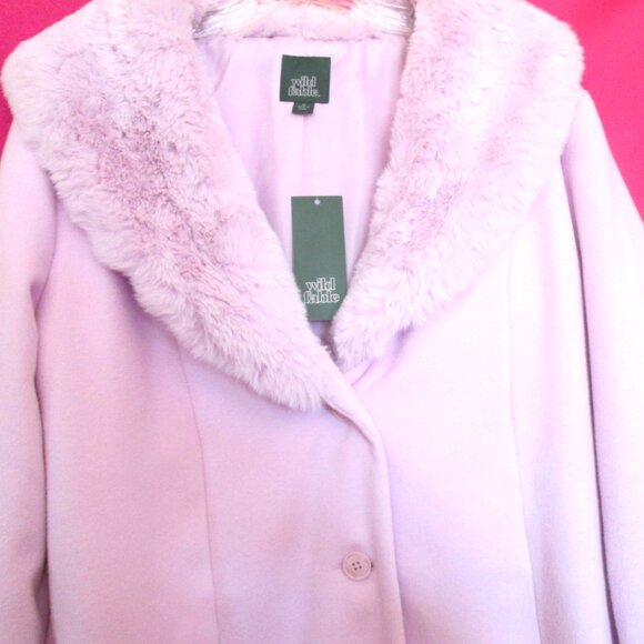 NWT NEW retro mod purple fur collar cuffs coat size medium - Picture 4 of 7